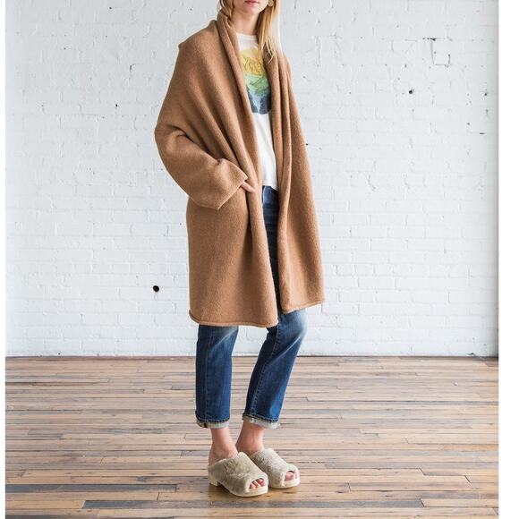 Lauren Manoogian Capote Alpaca Wool Coat Coatigan Hooded Sweater Cardigan Camel - Picture 10 of 16